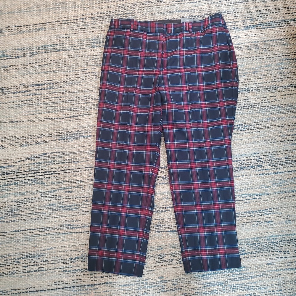 NWT Talbots High Waist Hampshire Ankle Plaid‎ Pants Size 16WP Multicolor